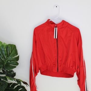 red cropped jacket